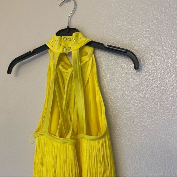 Weissman Dance costume yellow sassy fringe dress Spice Up Your Life 14130 XLC - Picture 5 of 13